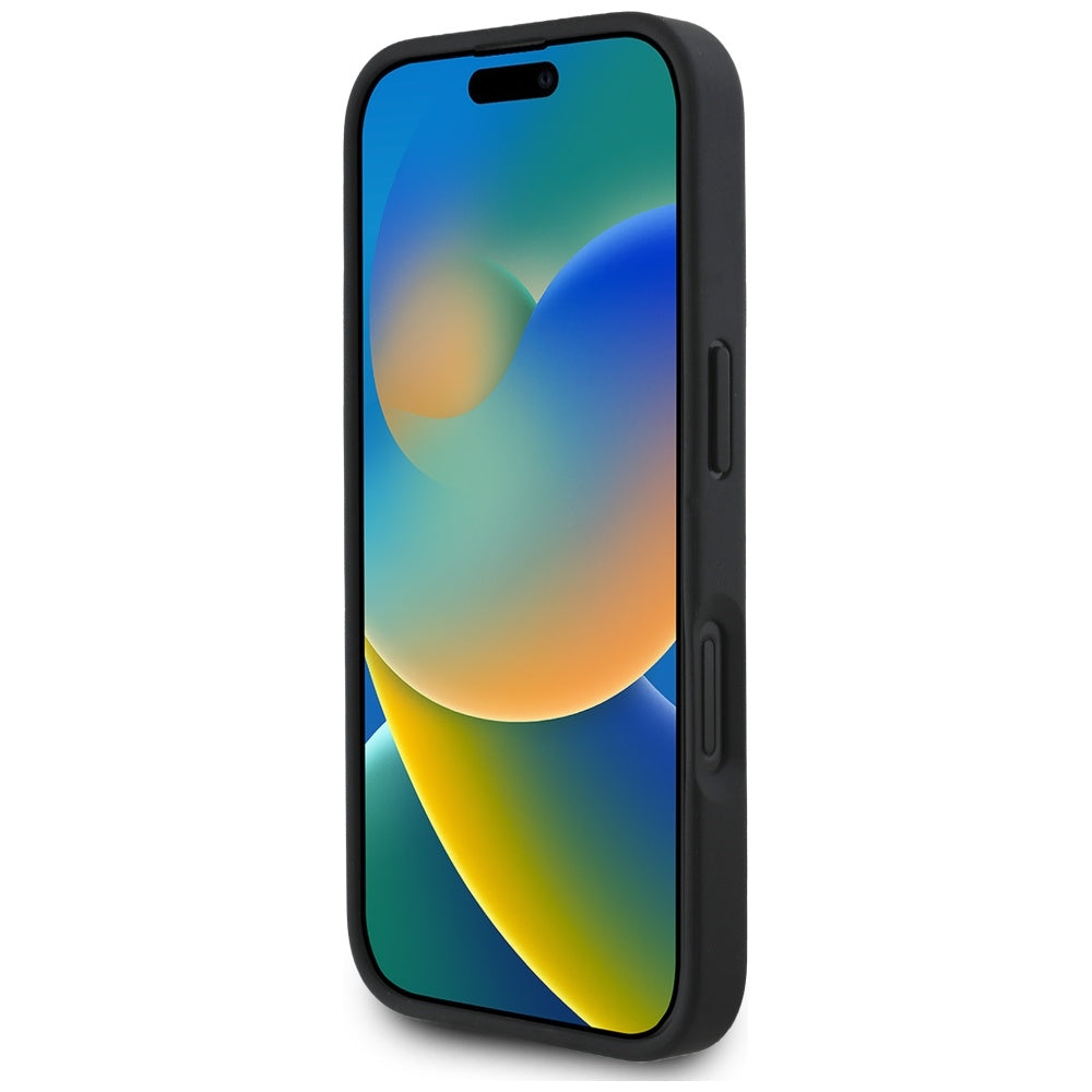 Kotelo Apple iPhone 16:lle, Guess, 4G Grained Roses Big Logo, Musta