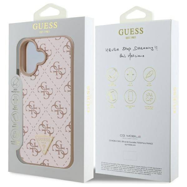 Suojakotelo Apple iPhone 16:lle, Guess, 4G Triangle Logo, Valkoinen
