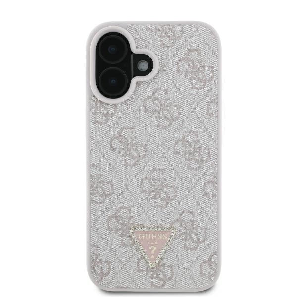 Suojakotelo Apple iPhone 16:lle, Guess, Crossbody 4G Triangle Strass, Pinkki
