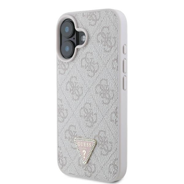 Suojakotelo Apple iPhone 16:lle, Guess, Crossbody 4G Triangle Strass, Pinkki