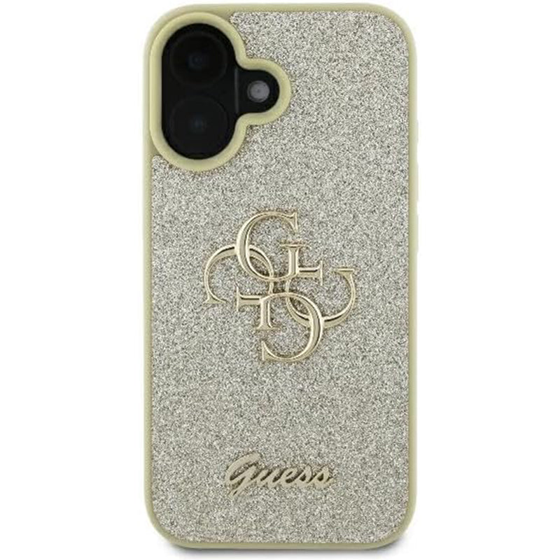 Suojakotelo Apple iPhone 16:lle, Guess, Fixed Glitter Big 4G, Kultainen