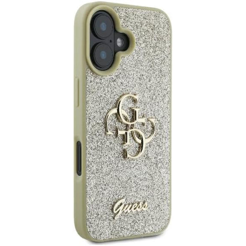 Suojakotelo Apple iPhone 16:lle, Guess, Fixed Glitter Big 4G, Kultainen