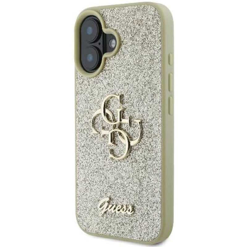 Suojakotelo Apple iPhone 16:lle, Guess, Fixed Glitter Big 4G, Kultainen