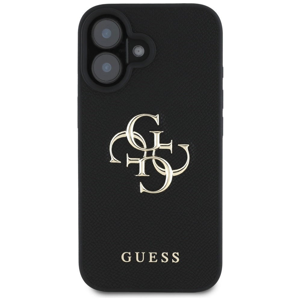 Suojakotelo Apple iPhone 16:lle, Guess, Grained Big 4G Logo Small Classic Logo, Musta