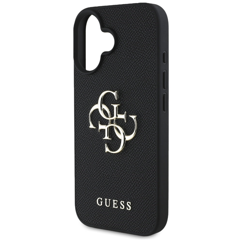 Suojakotelo Apple iPhone 16:lle, Guess, Grained Big 4G Logo Small Classic Logo, Musta