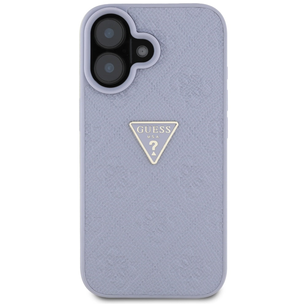 Suojakotelo Apple iPhone 16:lle, Guess, Hot Stamp 4G Pattern Triangle Logo, Vaaleanvioletti
