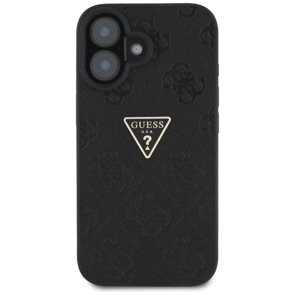 Suojakotelo Apple iPhone 16:lle, Guess, Hot Stamp 4G Pattern Triangle Logo, Musta