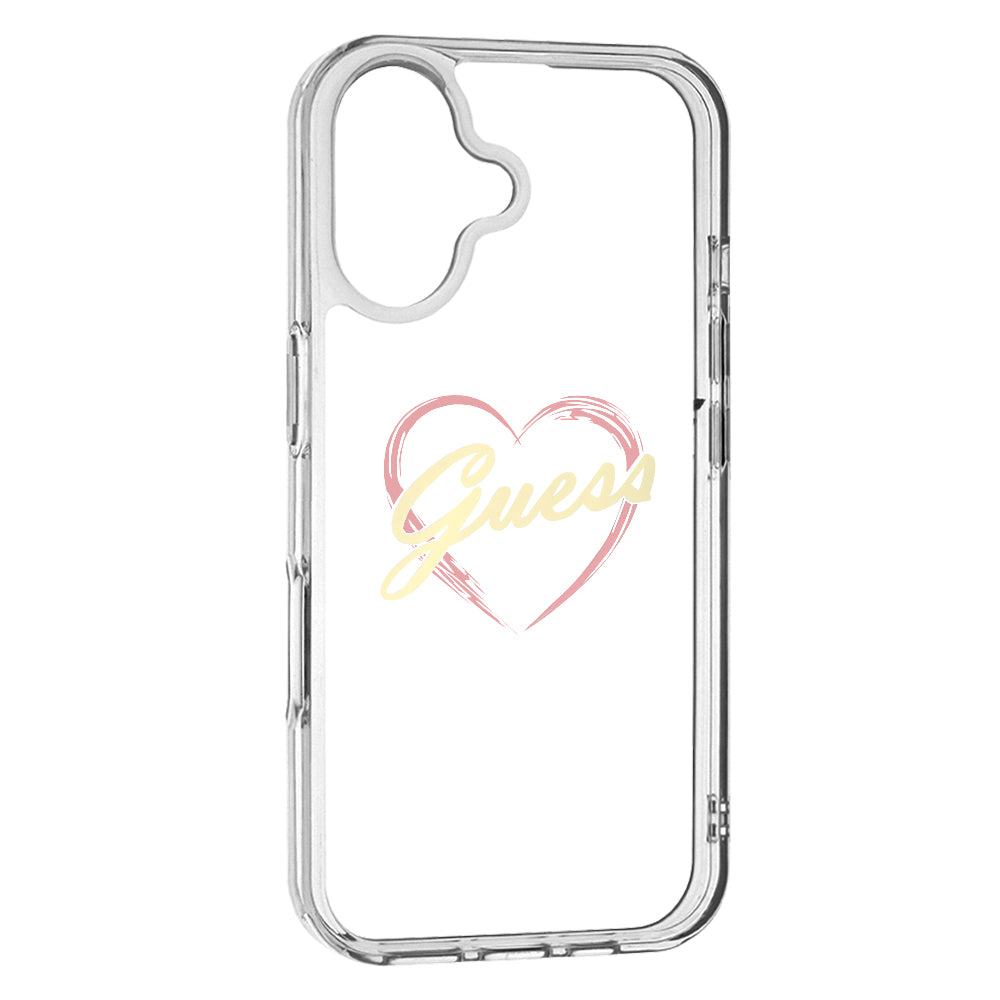 Suojakotelo Apple iPhone 16:lle, Guess, IML Heart, Läpinäkyvä