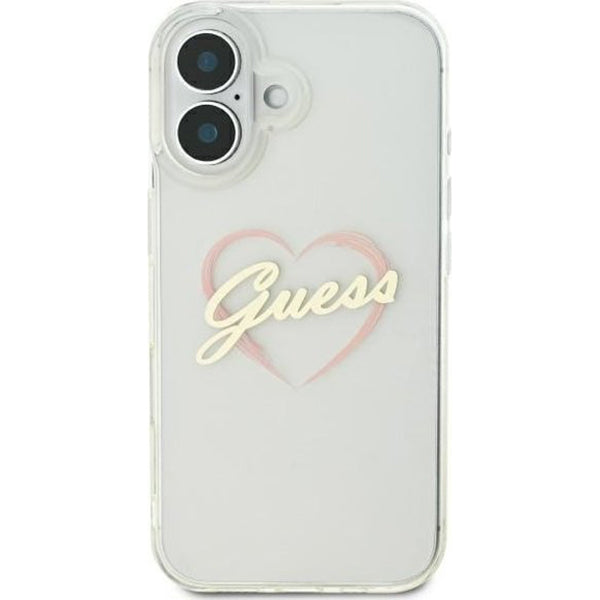 Suojakotelo Apple iPhone 16:lle, Guess, IML Heart, Läpinäkyvä