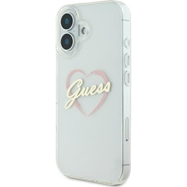 Suojakotelo Apple iPhone 16:lle, Guess, IML Heart, Läpinäkyvä