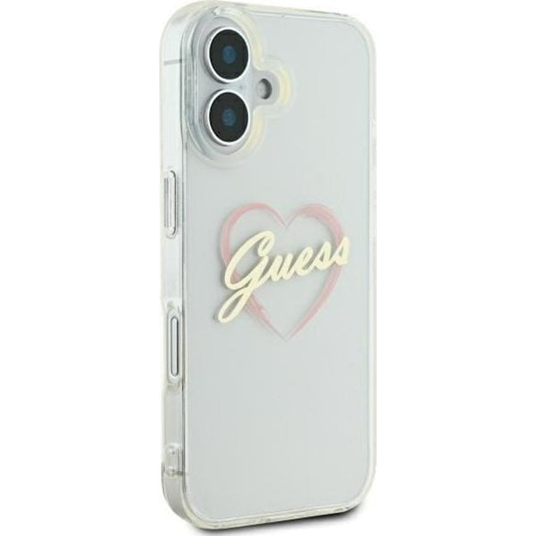 Suojakotelo Apple iPhone 16:lle, Guess, IML Heart, Läpinäkyvä