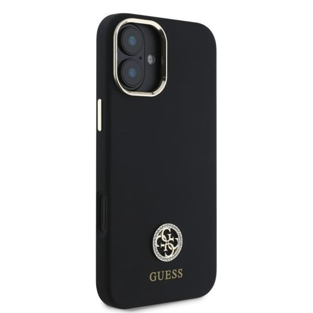 Kotelo Apple iPhone 16:lle, Guess, Logo Strass 4G, Musta