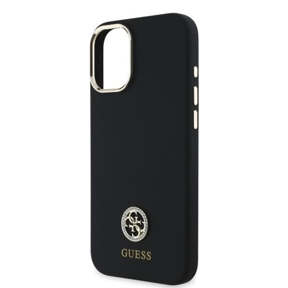 Kotelo Apple iPhone 16:lle, Guess, Logo Strass 4G, Musta