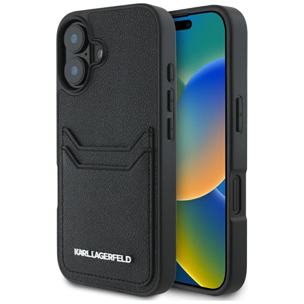 Kotelo Apple iPhone 16:lle, Karl Lagerfeld, Grained Cardslots, Musta