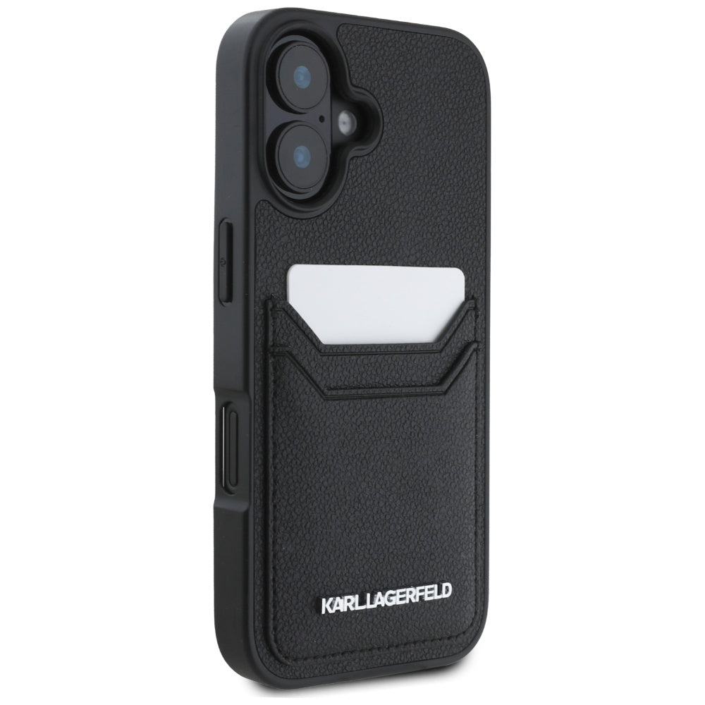 Kotelo Apple iPhone 16:lle, Karl Lagerfeld, Grained Cardslots, Musta