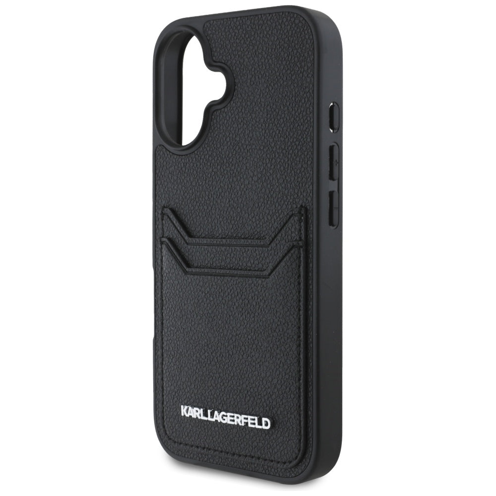 Kotelo Apple iPhone 16:lle, Karl Lagerfeld, Grained Cardslots, Musta