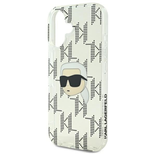 Kotelo Apple iPhone 16:lle, Karl Lagerfeld, IML Luxury Electroplated Karl's Head, Läpinäkyvä