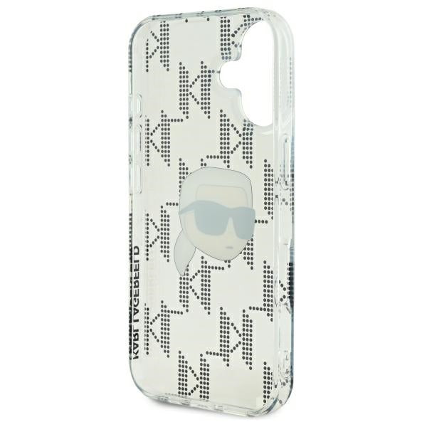 Kotelo Apple iPhone 16:lle, Karl Lagerfeld, IML Luxury Electroplated Karl's Head, Läpinäkyvä