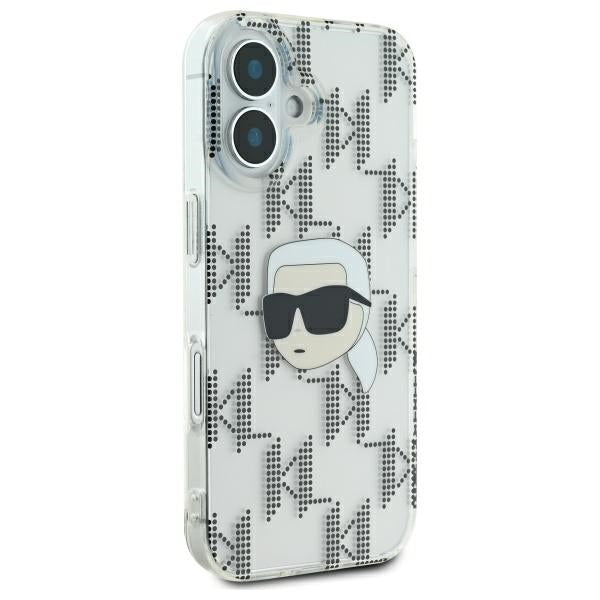 Kotelo Apple iPhone 16:lle, Karl Lagerfeld, IML Luxury Electroplated Karl's Head, Läpinäkyvä