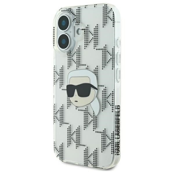 Kotelo Apple iPhone 16:lle, Karl Lagerfeld, IML Luxury Electroplated Karl's Head, Läpinäkyvä