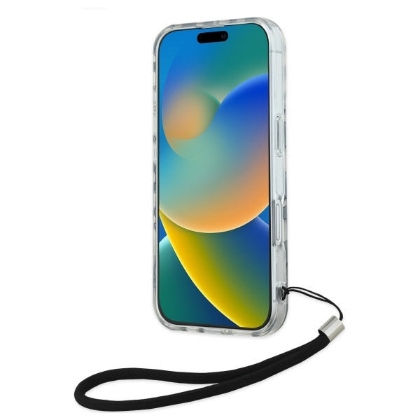 Kotelo Apple iPhone 16:lle, Karl Lagerfeld, IML Luxury Zebra Pattern with Strap, Musta
