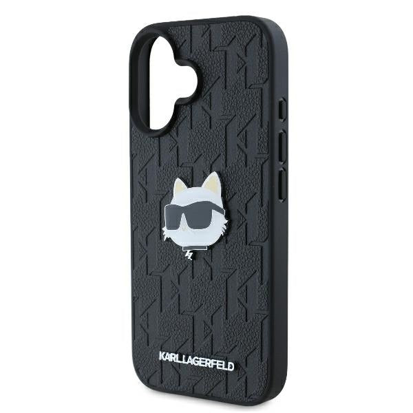 Kotelo Apple iPhone 16:lle, Karl Lagerfeld, Monogram Choupette's Head, Musta