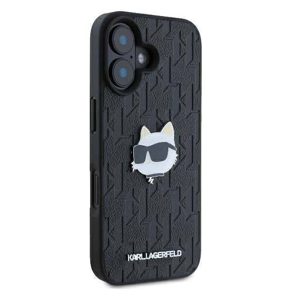 Kotelo Apple iPhone 16:lle, Karl Lagerfeld, Monogram Choupette's Head, Musta