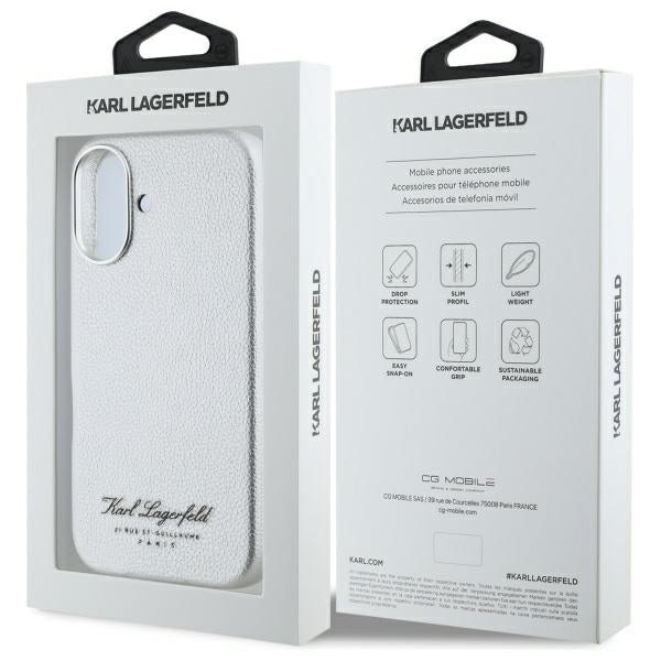 Kotelo Apple iPhone 16:lle, Karl Lagerfeld, RSG, Harmaa