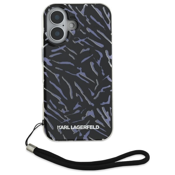 Kotelo Apple iPhone 16:lle, Karl Lagerfeld, Zebra with Cord Strap, Violetti
