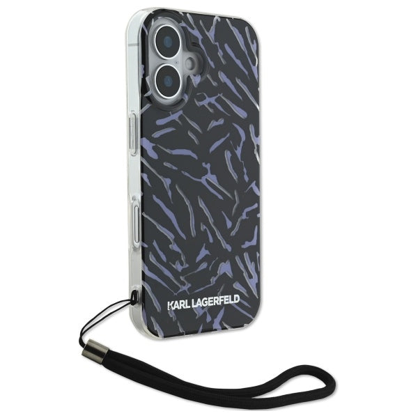 Kotelo Apple iPhone 16:lle, Karl Lagerfeld, Zebra with Cord Strap, Violetti