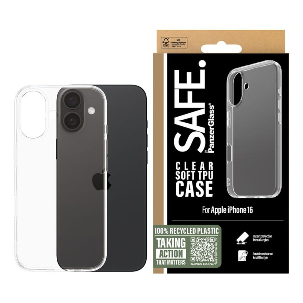 Suojakotelo Apple iPhone 16:lle, PanzerGlass, Safe., Läpinäkyvä