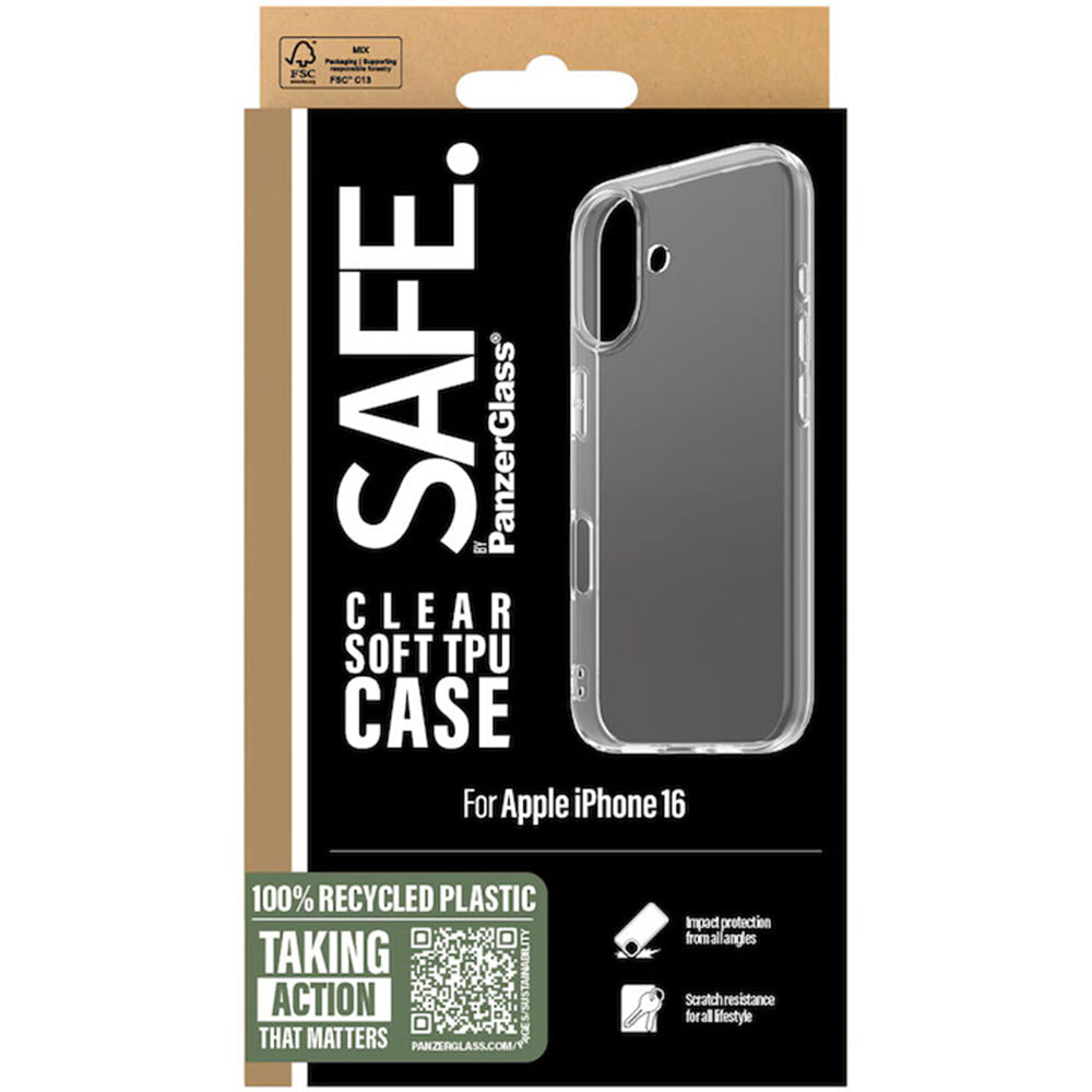 Suojakotelo Apple iPhone 16:lle, PanzerGlass, Safe., Läpinäkyvä