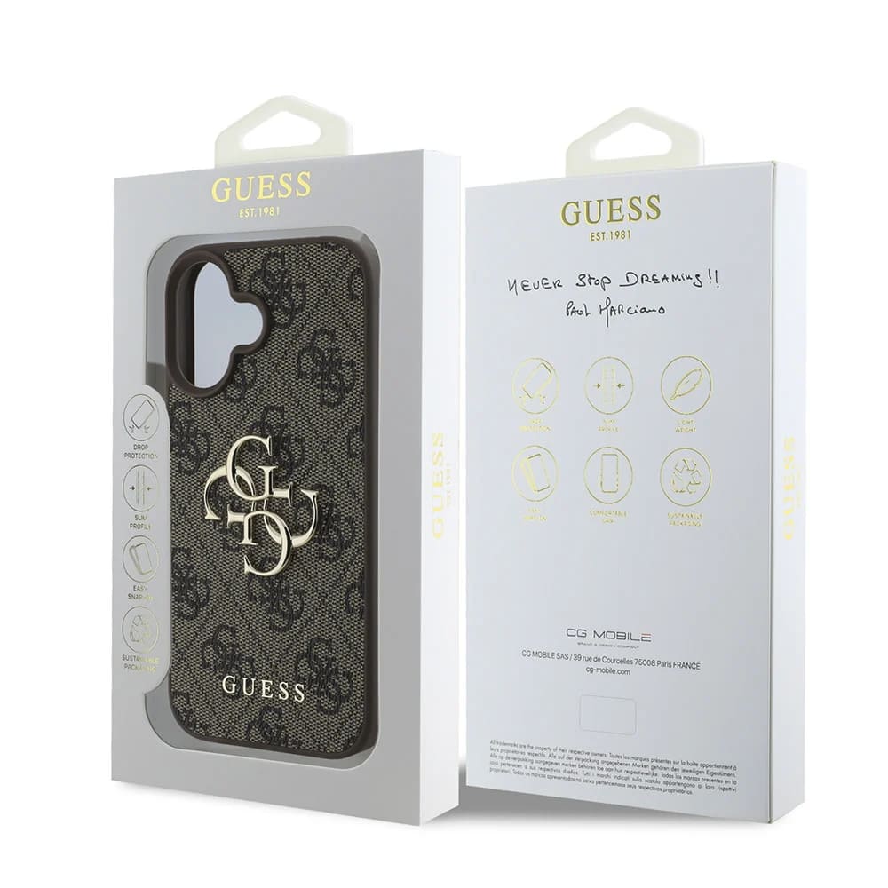 Suojakotelo Apple iPhone 16 Plus, Guess, 4G Big Logo, Ruskea