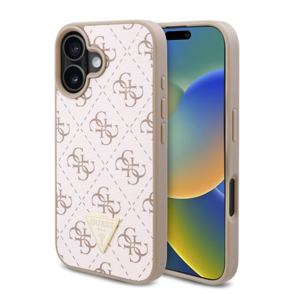 Suojakotelo Apple iPhone 16 Plus, Guess, 4G Triangle Logo, Valkoinen