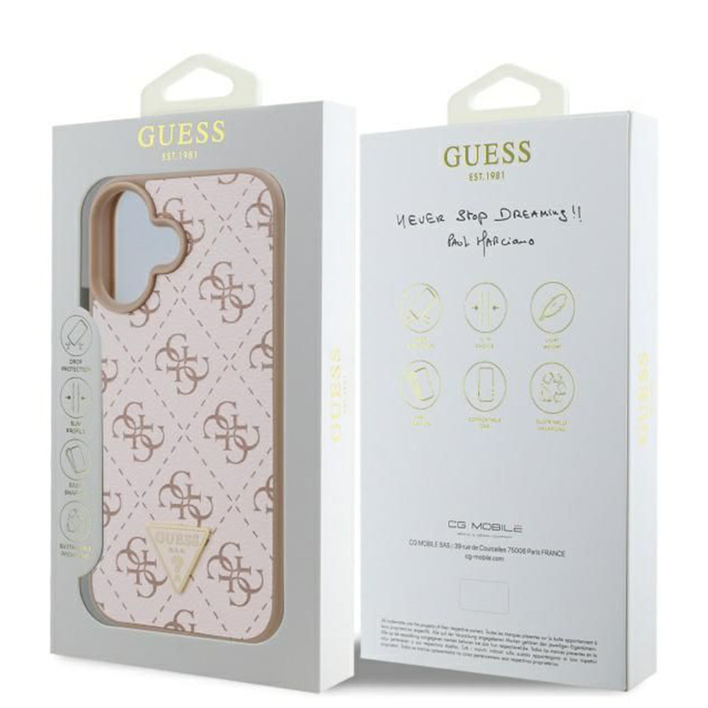 Suojakotelo Apple iPhone 16 Plus, Guess, 4G Triangle Logo, Valkoinen
