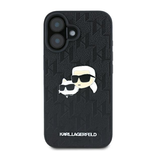 Kotelo Apple iPhone 16 Plus -puhelimelle, Karl Lagerfeld, Monogram Karl & Choupette's Heads, Musta