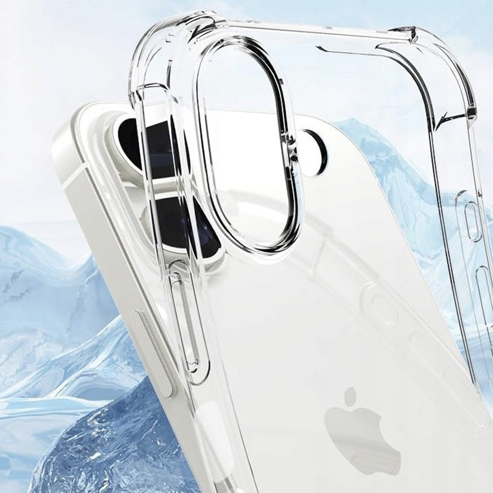 Kuori Apple iPhone 16 Plus:lle, Techsuit, Iskunkestävä Kirkas (Iso Linssin Reikä), Läpinäkyvä