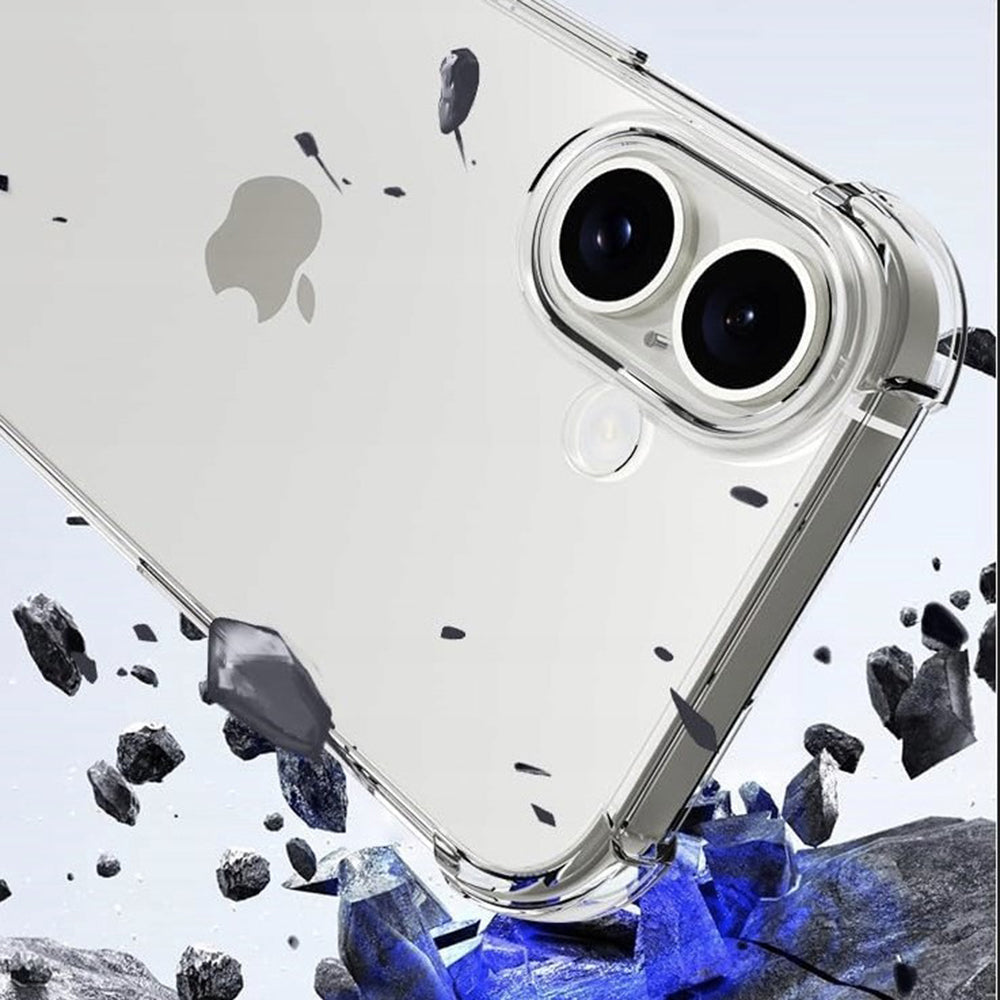 Kuori Apple iPhone 16 Plus:lle, Techsuit, Iskunkestävä Kirkas (Iso Linssin Reikä), Läpinäkyvä