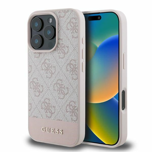 Suojakotelo Apple iPhone 16 Prolle, Guess, 4G Bottom Stripe, Pinkki