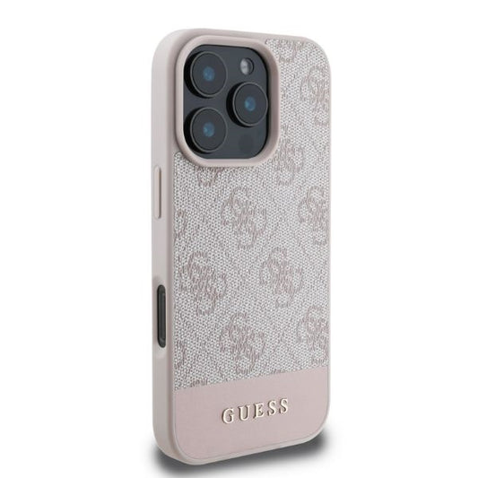Suojakotelo Apple iPhone 16 Prolle, Guess, 4G Bottom Stripe, Pinkki