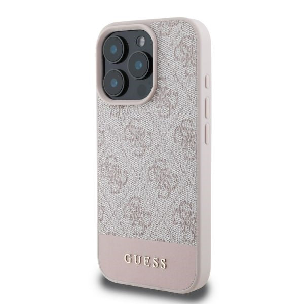 Suojakotelo Apple iPhone 16 Prolle, Guess, 4G Bottom Stripe, Pinkki