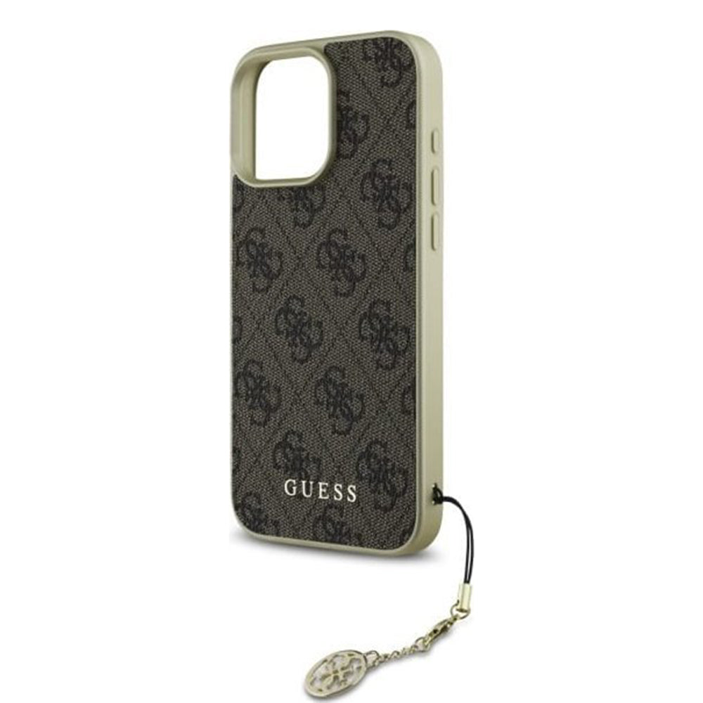 Suojakotelo Apple iPhone 16 Prolle, Guess, 4G Charm, Ruskea