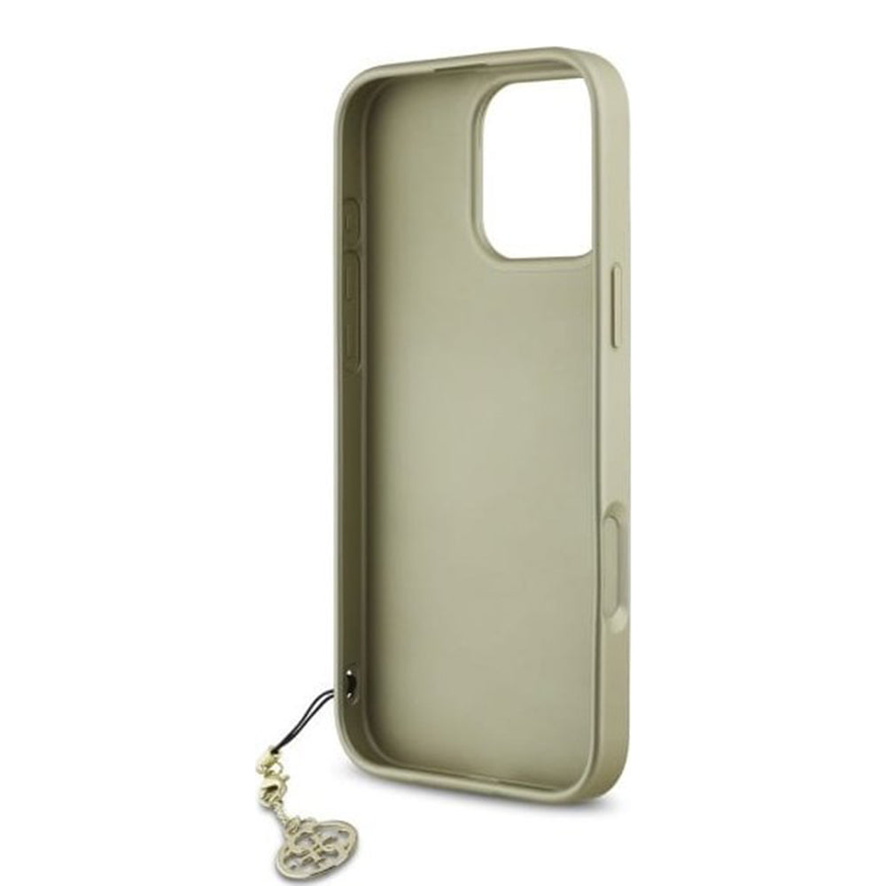 Suojakotelo Apple iPhone 16 Prolle, Guess, 4G Charm, Ruskea