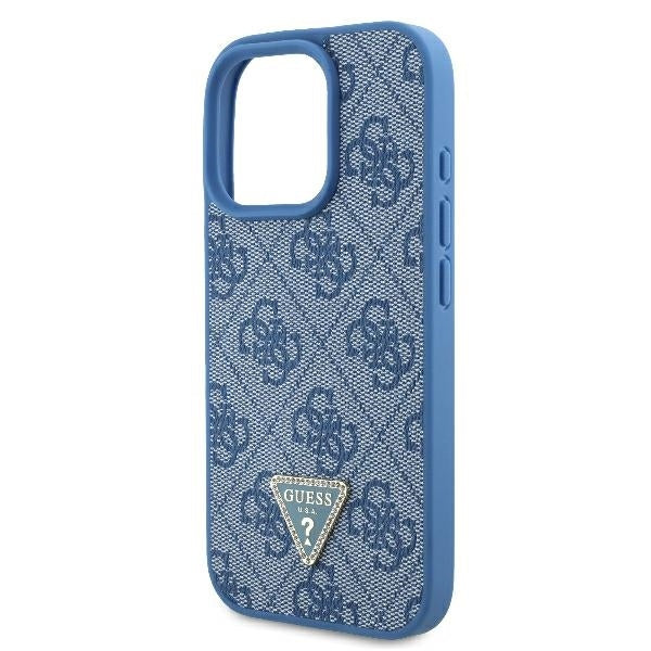 Case for Apple iPhone 16 Pro, Guess, Crossbody 4G Triangle Strass, Blue