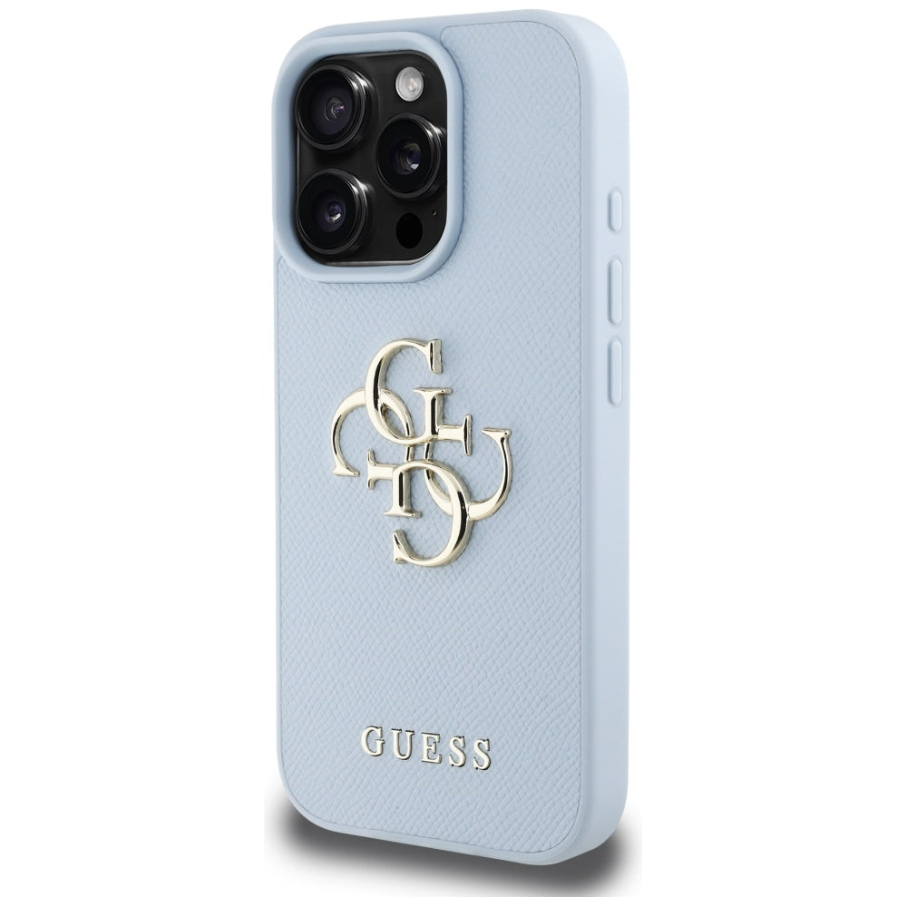 Suojakotelo Apple iPhone 16 Prolle, Guess, Grained Big 4G Logo Small Classic Logo, Sininen