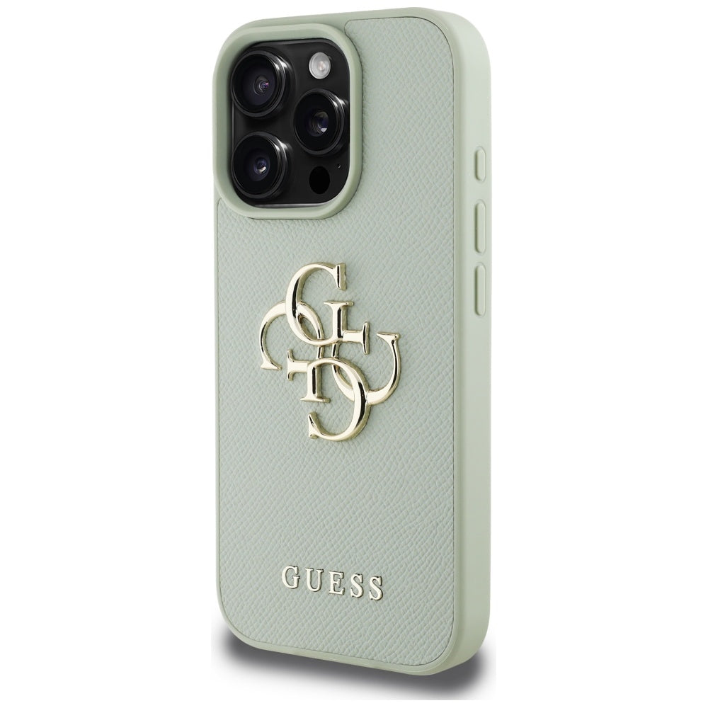 Kotelo Apple iPhone 16 Prolle, Guess, Grained Big 4G Logo Small Classic Logo, Vihreä.