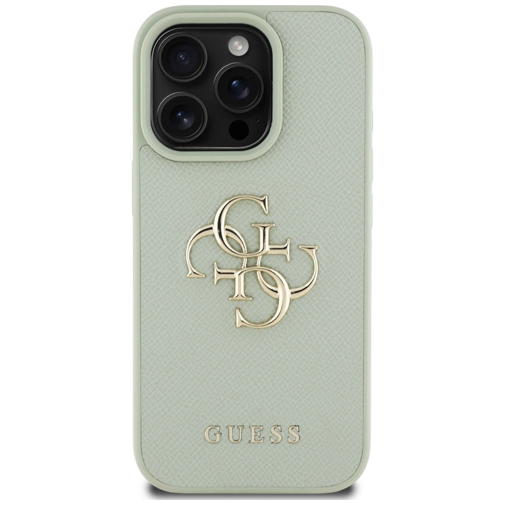 Kotelo Apple iPhone 16 Prolle, Guess, Grained Big 4G Logo Small Classic Logo, Vihreä.