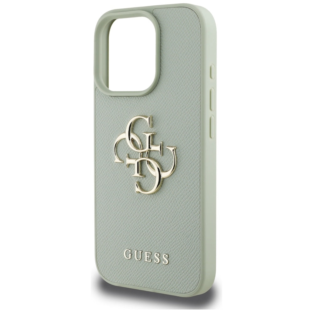 Kotelo Apple iPhone 16 Prolle, Guess, Grained Big 4G Logo Small Classic Logo, Vihreä.