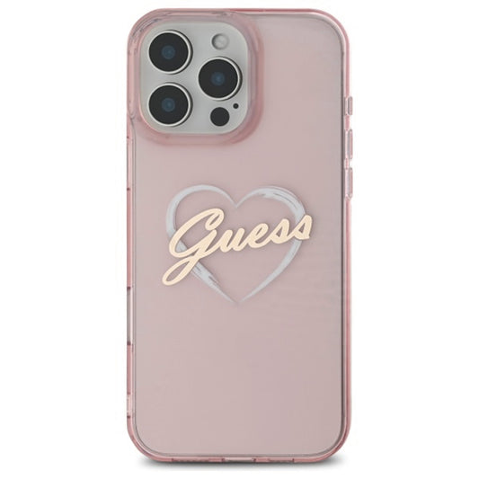 Suojakotelo Apple iPhone 16 Prolle, Guess, IML Heart, Pinkki