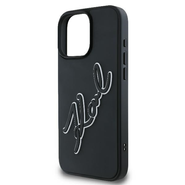 Kotelo Apple iPhone 16 Prolle, Karl Lagerfeld, 3D Rubber Signature, Musta